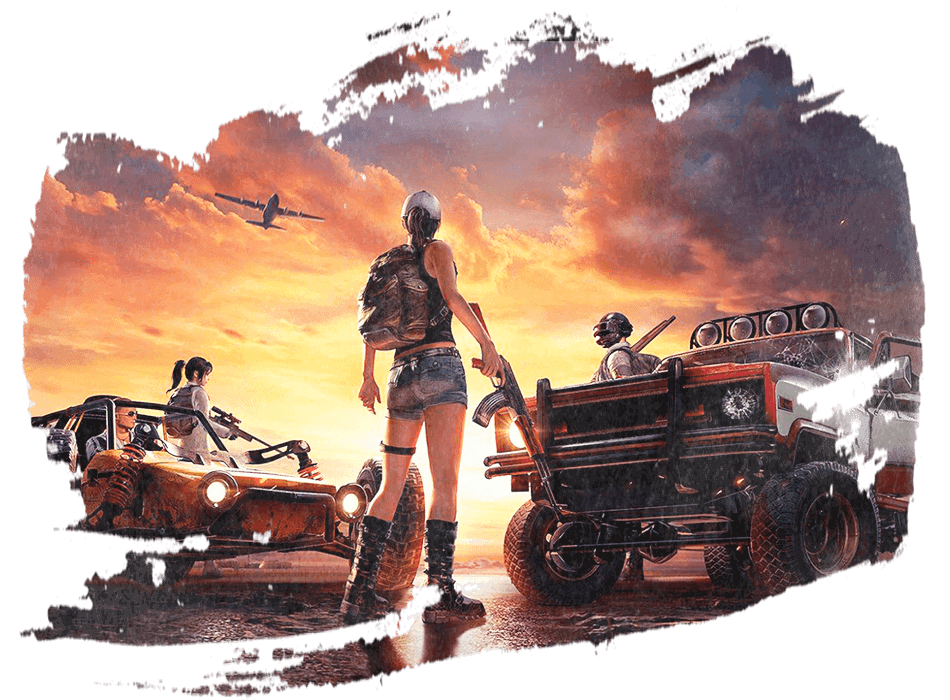 Gamers setting out together at sunset